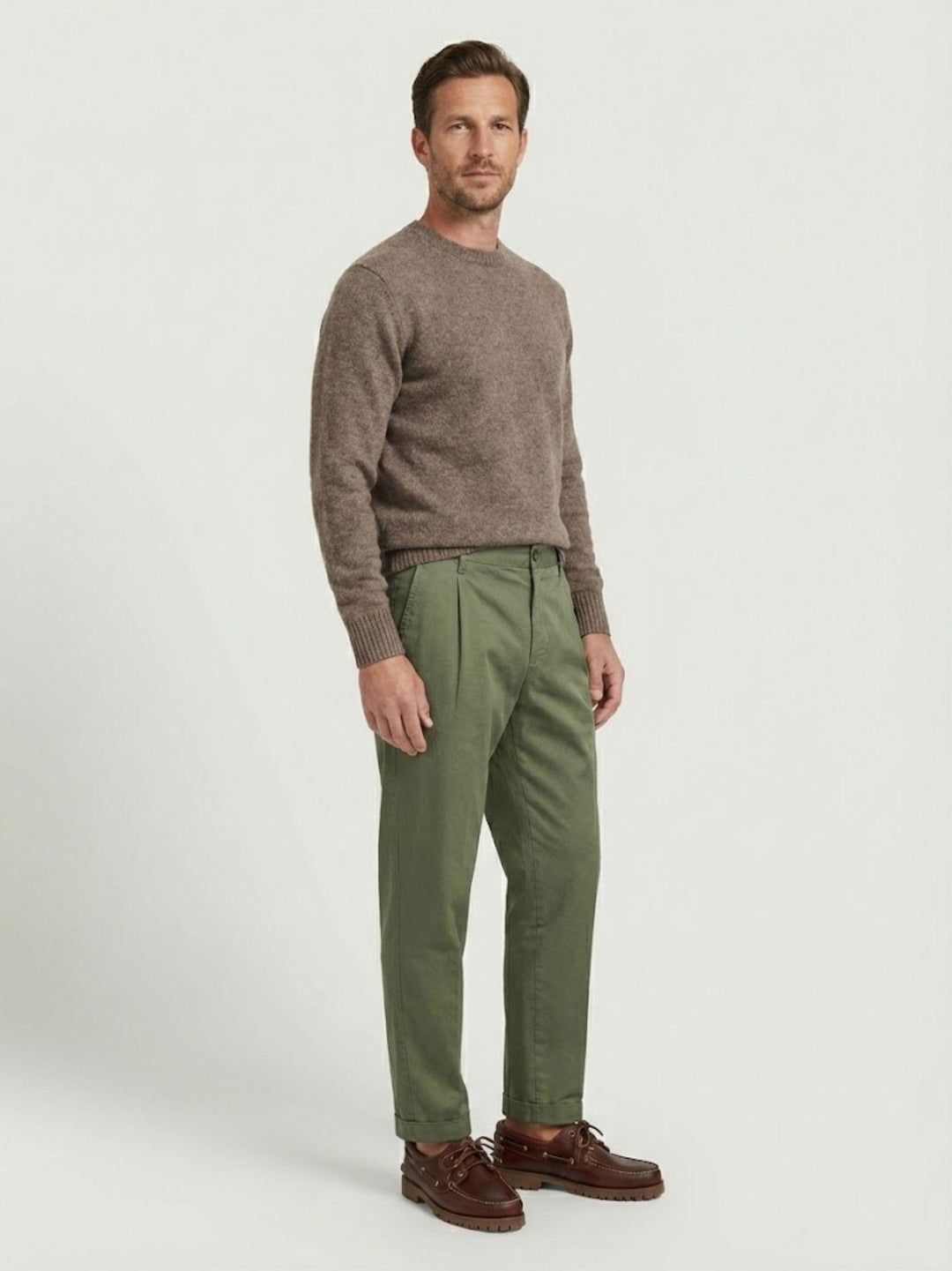 Pantalone con pinces in cotone salvia 7676GB SALVIA ANDREA MORANDO 