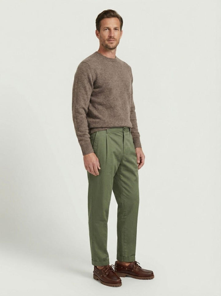 Pantalone con pinces in cotone salvia 7676GB SALVIA ANDREA MORANDO 