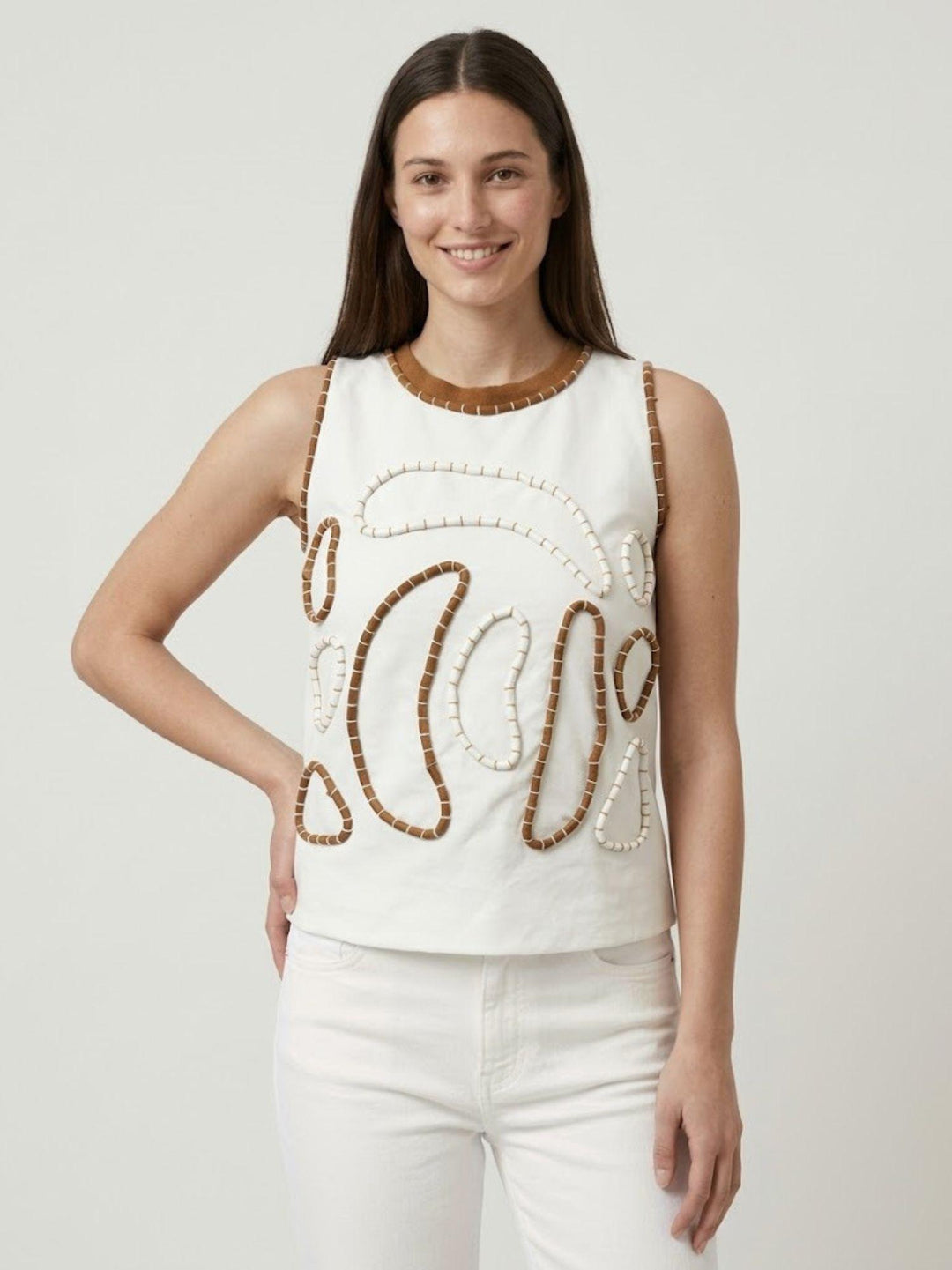 Top smanicato Arcipelago bianco RO119 BMT ROSANNA OCAMPO 