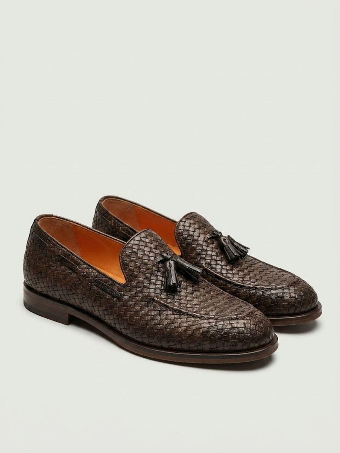 Mocassino Tassel Loafer in pelle intrecciata testa di moro 1840 CUOIO ANDREA MORANDO 