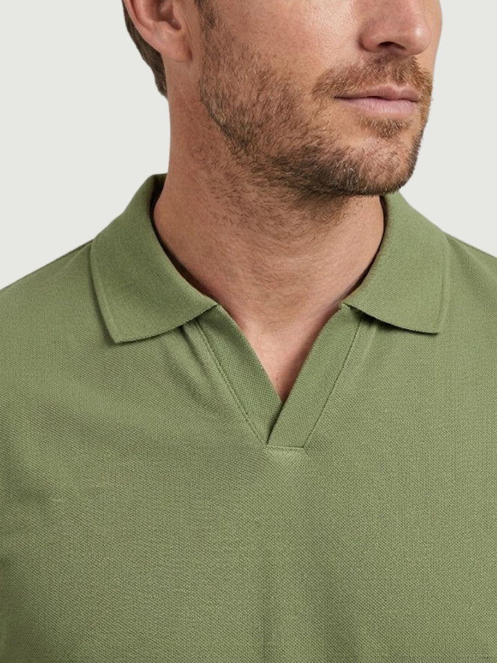 Polo derby in cotone piquet extrafine verde 5805426 374 ANDREA MORANDO 