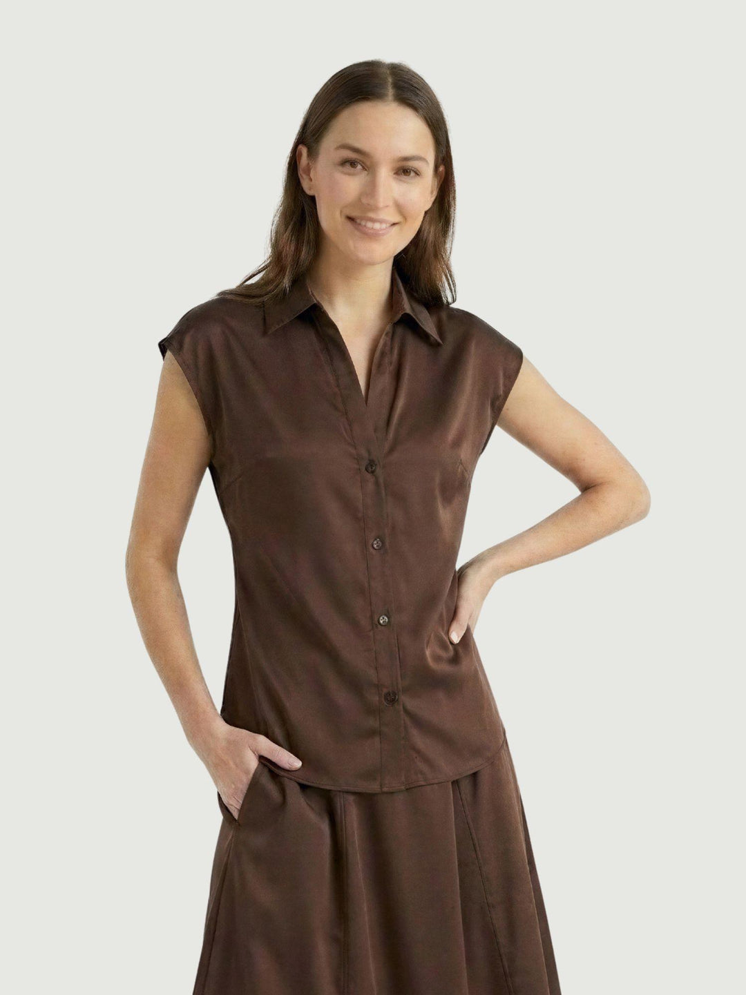 Camicia maniche corte cioccolato 4428 CIOCCOLATO ANDREA MORANDO 