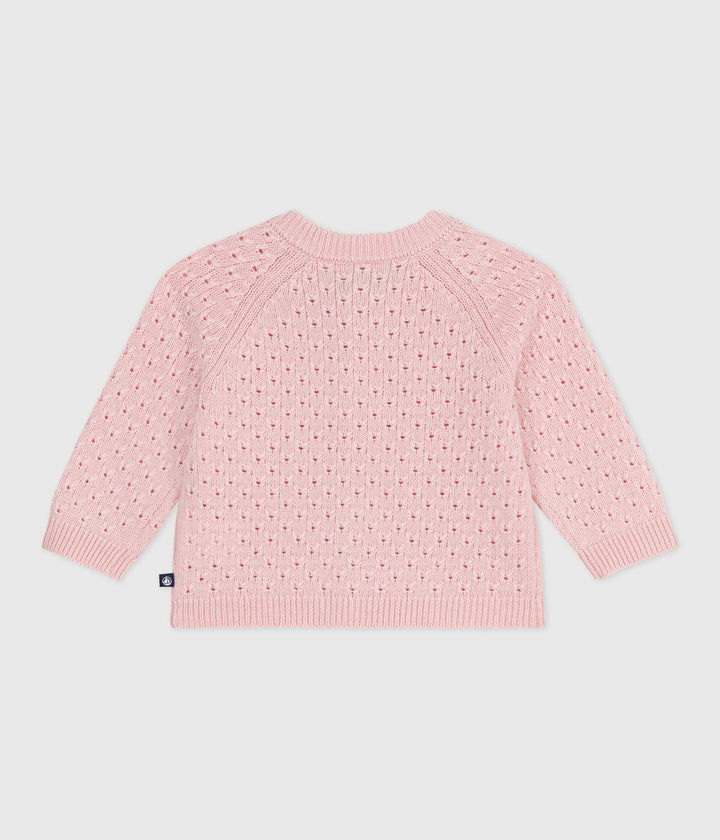 Cardigan in maglia di misto lana e cotone rosa A0DUB 01 PETIT BATEAU 
