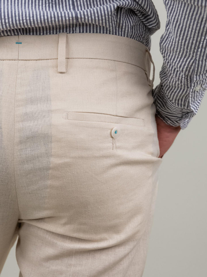 PANTALONE IN MISTO LINO BEIGE P-CYRUS-S124921 091 ANDREA MORANDO 