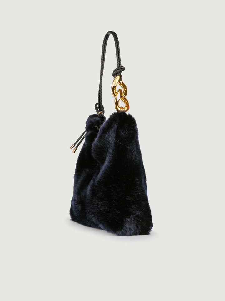 BORSA A SPALLA IN ECOPELLICCIA BLU LESLIE NAVY A POINT ETC 