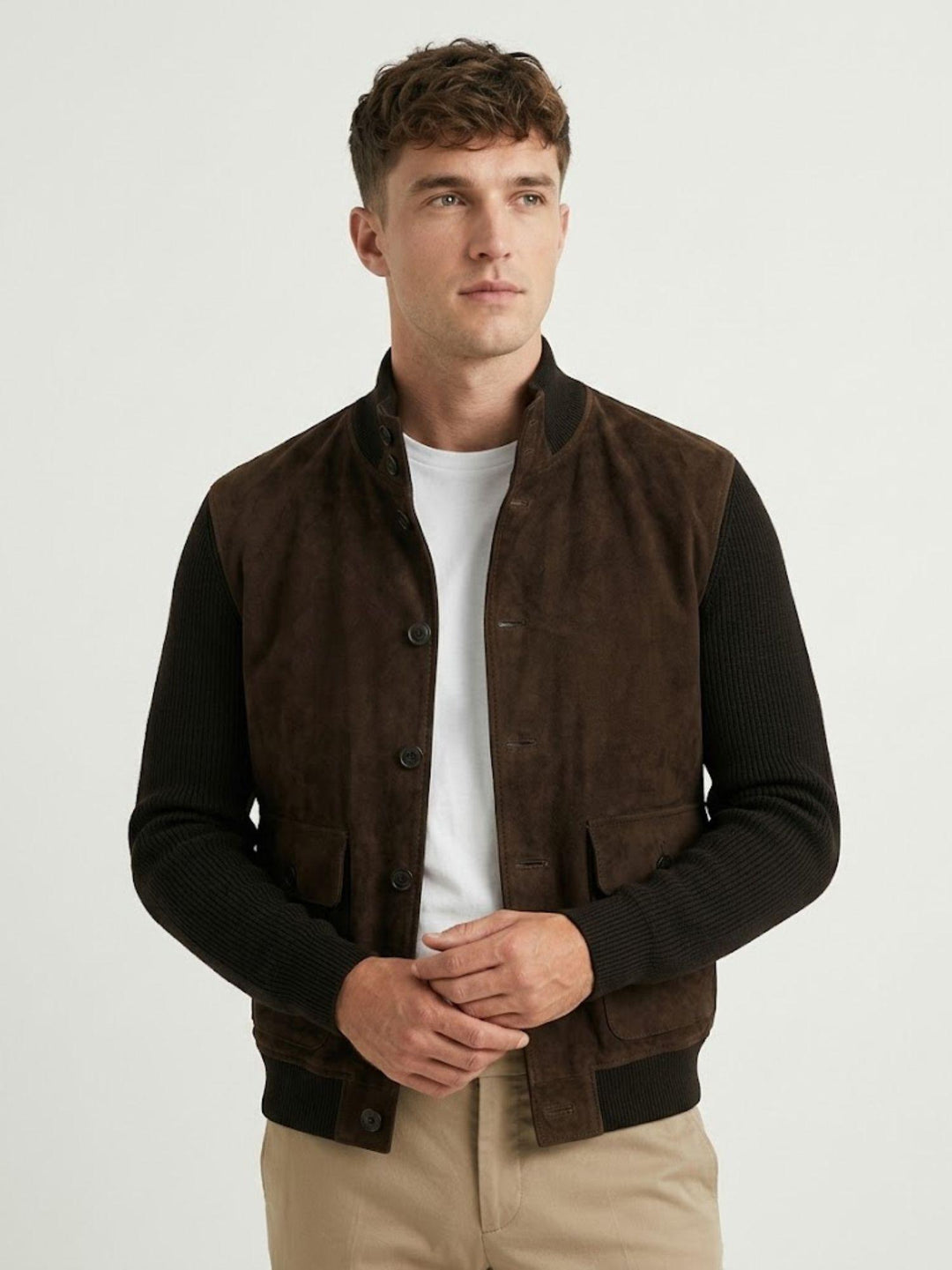 Giacca Riverside Knit in camoscio e maglia testa di moro RIVERSIDE 664 JACK LEATHER 