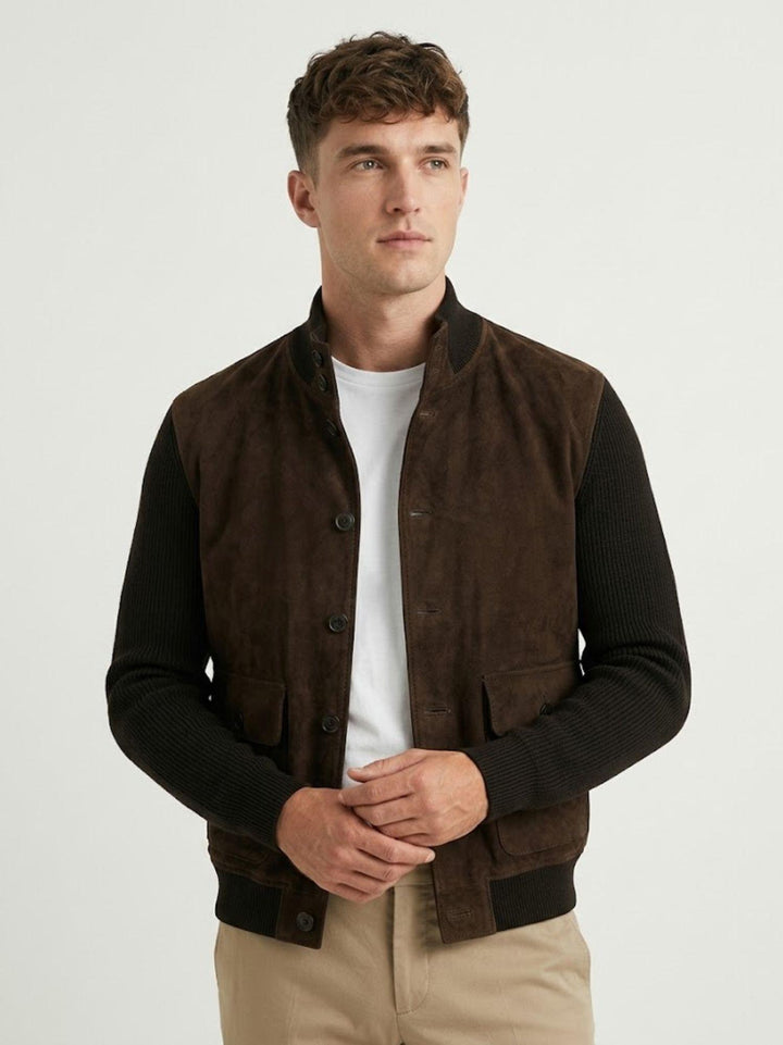Giacca Riverside Knit in camoscio e maglia testa di moro RIVERSIDE 664 JACK LEATHER 