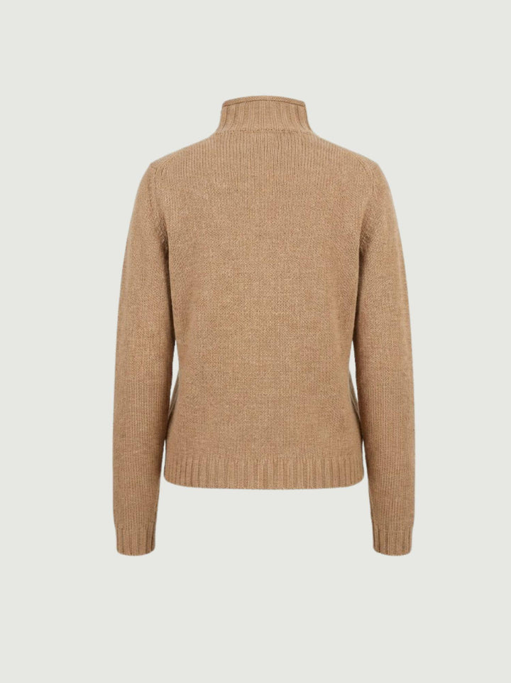 Maglia lupetto in lana biscotto con trecce 14117LU BISCOTTO ANDREA MORANDO 