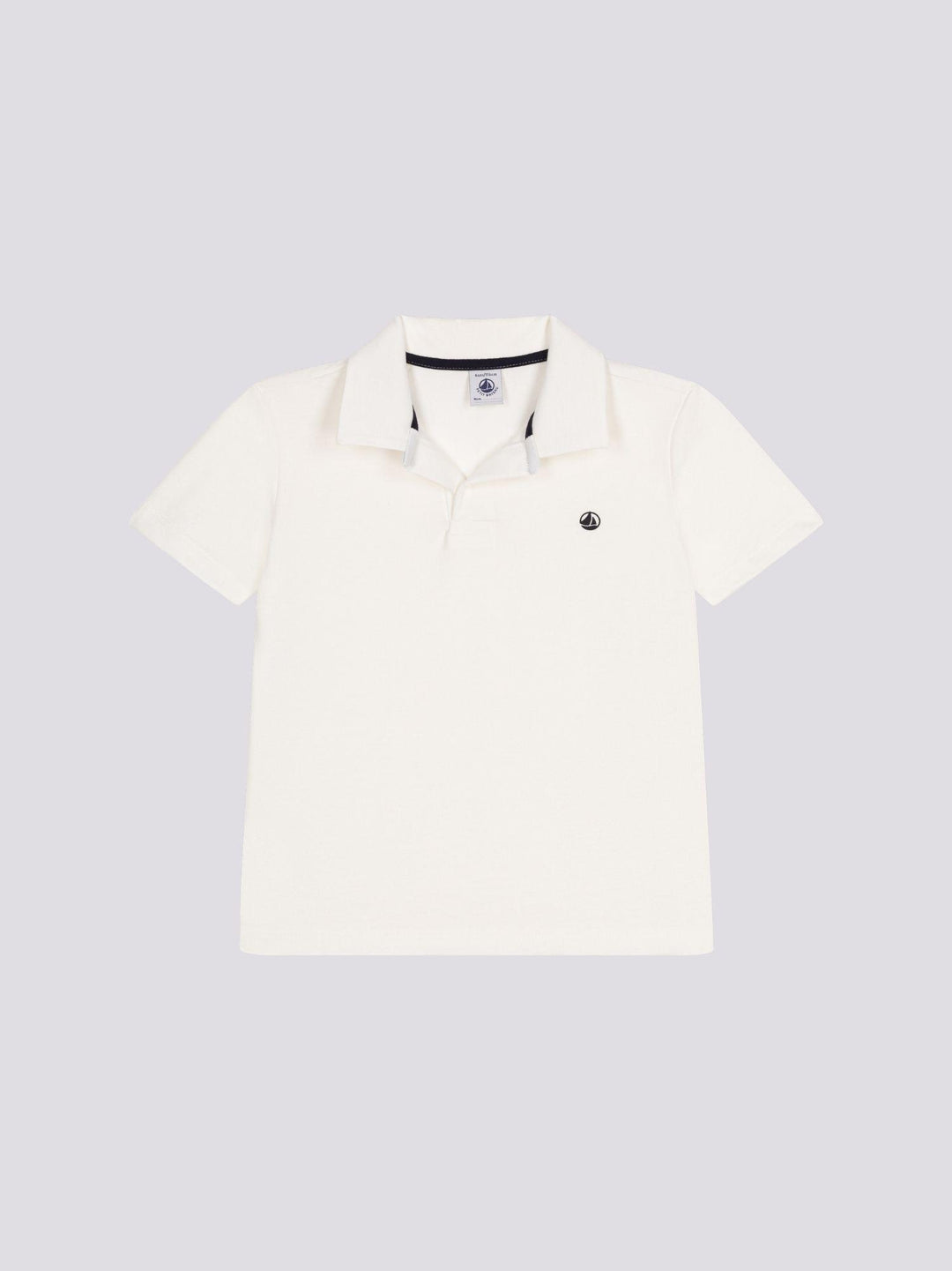 POLO BIANCA A MANICHE CORTE IN COTONE BAMBINO A0A1V 01 PETIT BATEAU 