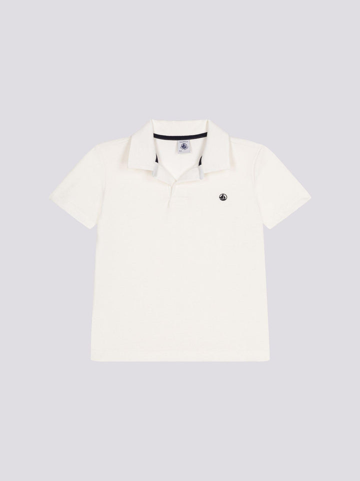 POLO BIANCA A MANICHE CORTE IN COTONE BAMBINO A0A1V 01 PETIT BATEAU 