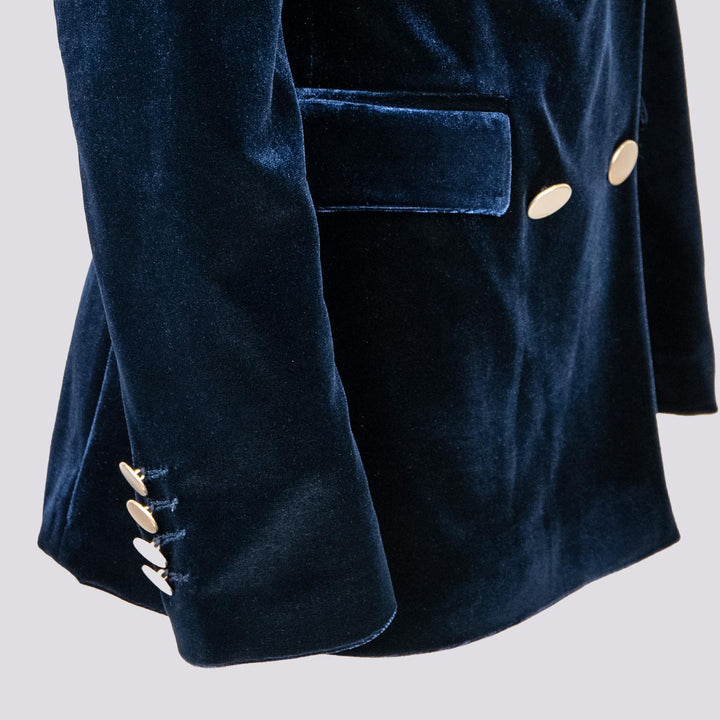 BLAZER DOPPIOPETTO IN VELLUTO BLU 3877/2894 111 ANDREA MORANDO 
