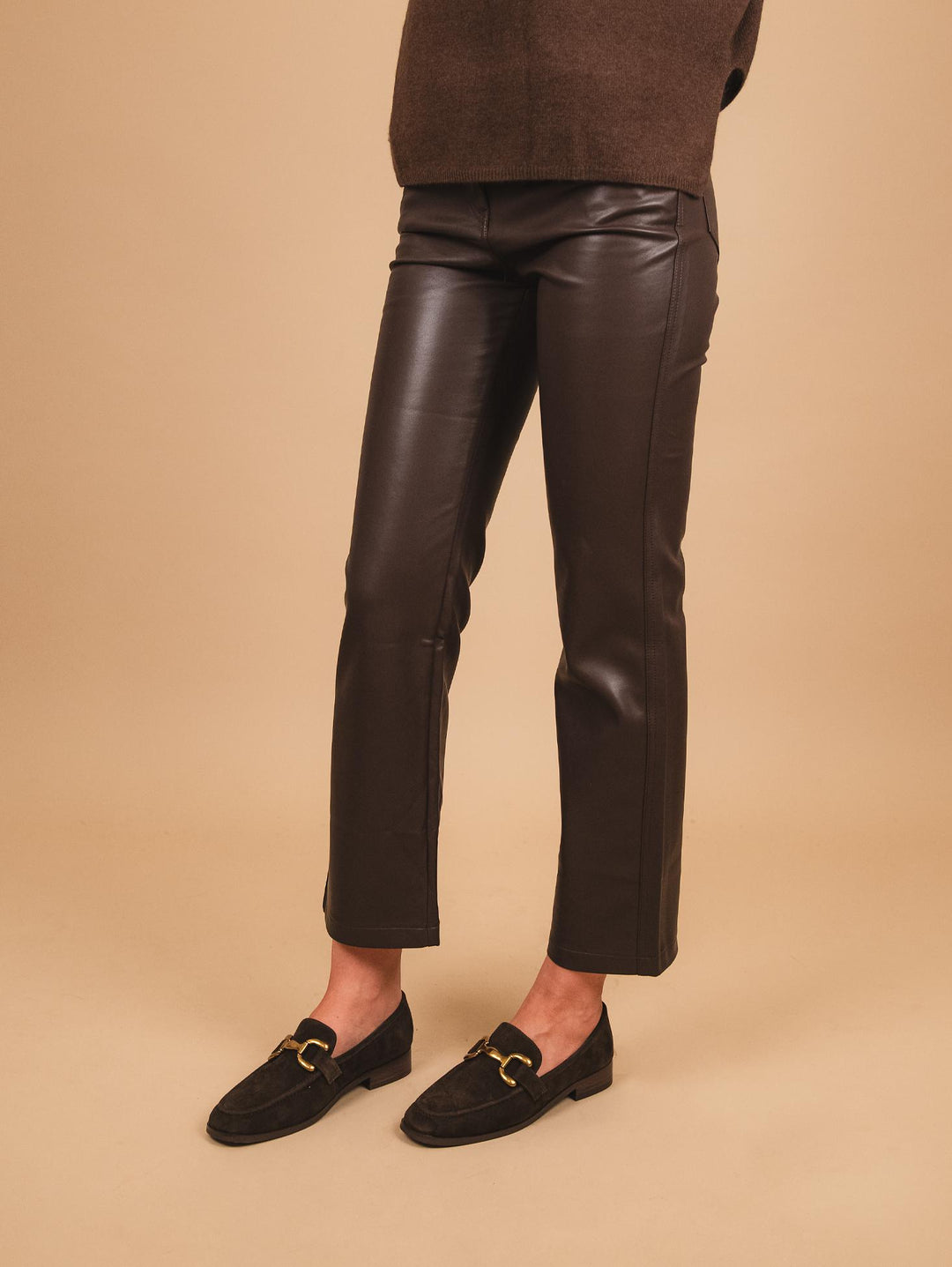 Pantalone a tromebetta in ECOPELLE marrone B9118/ T MORO ANDREA MORANDO 