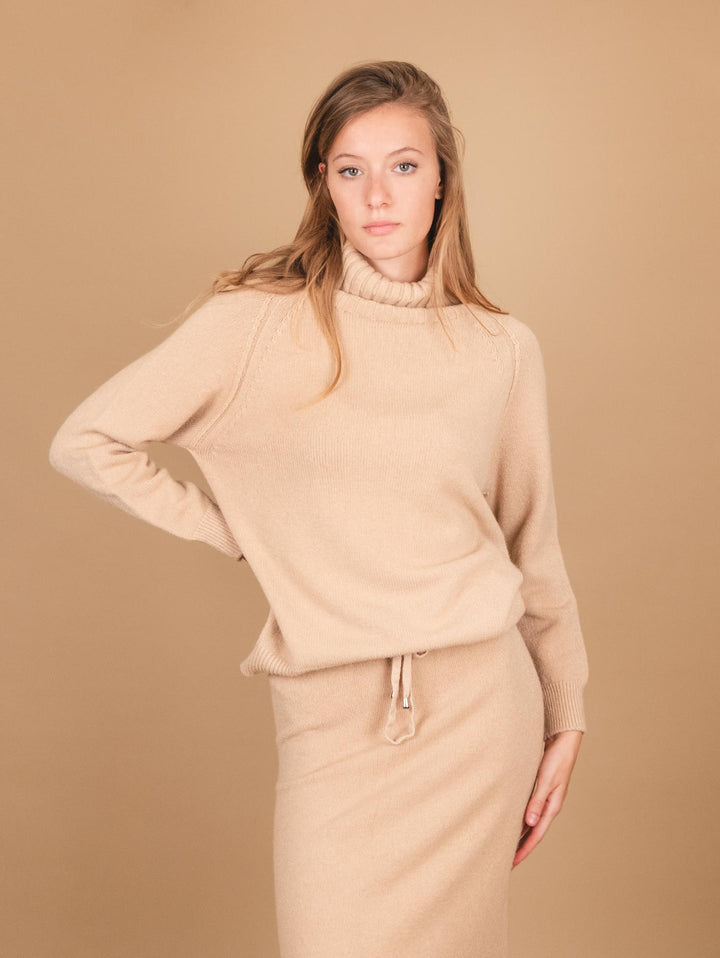 DOLCEVITA CON MAXI COLLO  IN MAGLIA BEIGE 0350/210 0234 BIMOR 