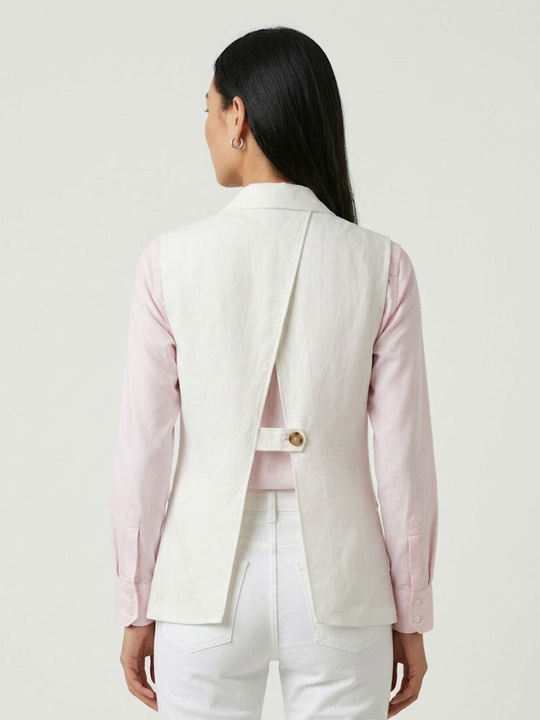 Gilet lungo in lino bianco 4497 BIANCO ANDREA MORANDO 