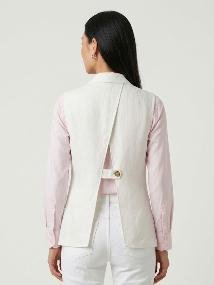 Gilet lungo in lino bianco 4497 BIANCO ANDREA MORANDO 