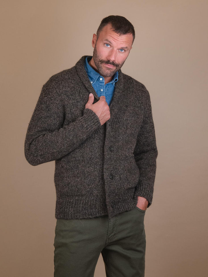 CARDIGAN IN MISTO LANA IN FANTASIA MELANGE MARRONE OF1F2W3M025 431 ANDREA MORANDO 