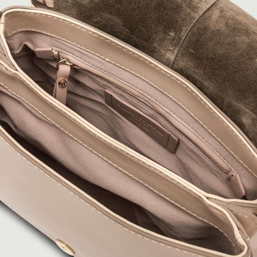 Borsa a spalla Helena Round special in pelle Cream BS 10846 PRCK-THR 2971 GIANNI CHIARINI 