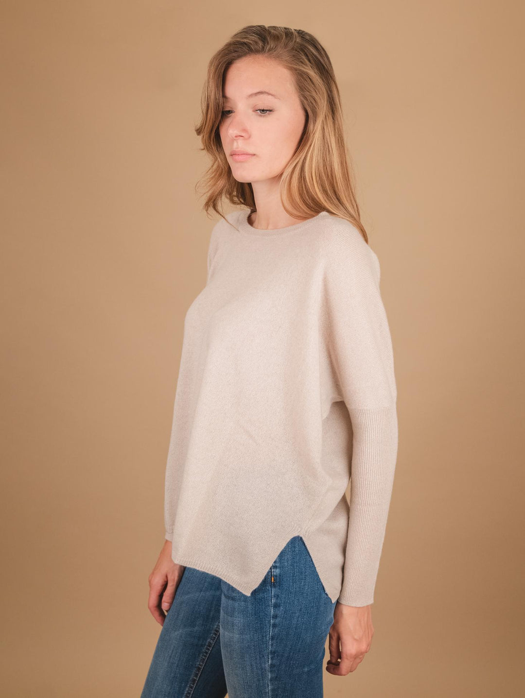 MAGLIA OVER IN CASHMERE ECO-FRIENDLY BEIGE ASTRID GREGE ABSOLUT CASHMERE 