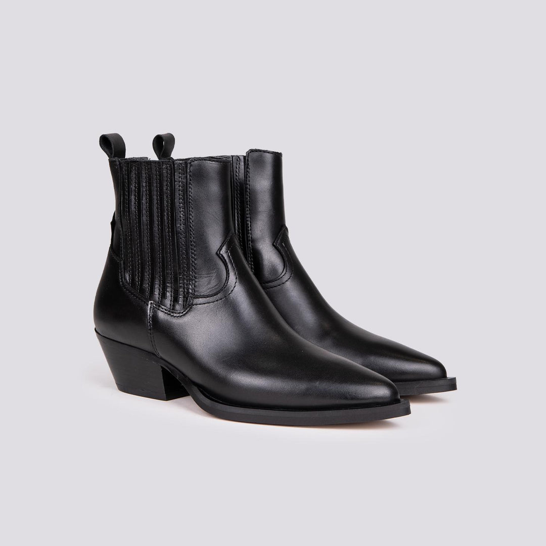TEXANO A PUNTA IN PELLE NERA 2074 NEGRO ALPE 