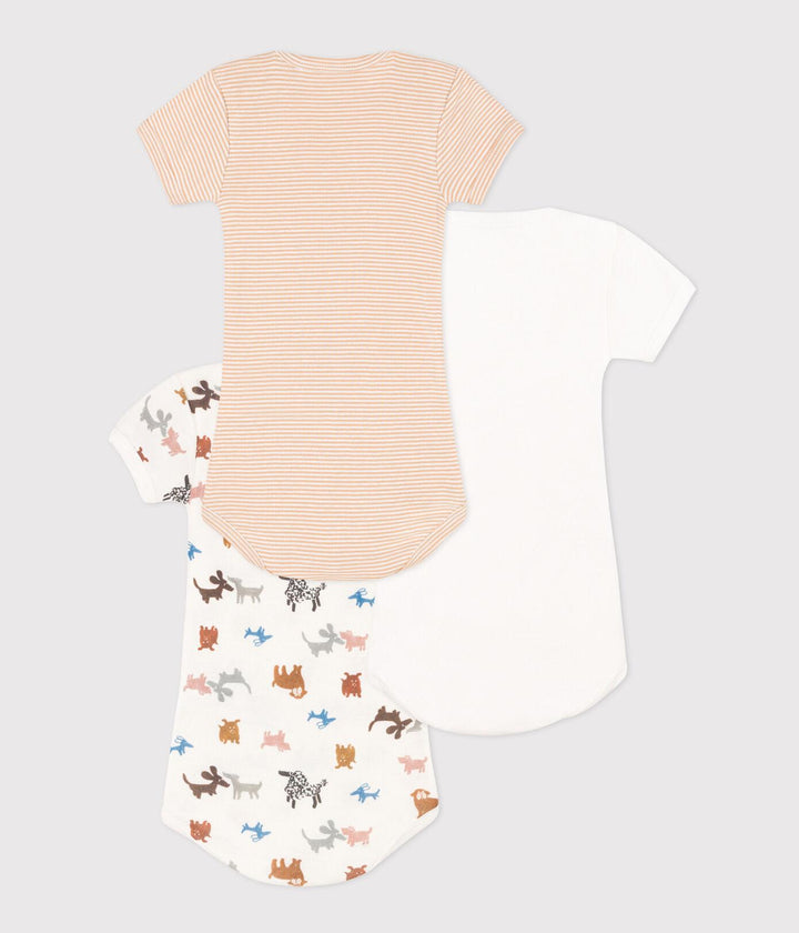 CONFEZIONE DA 3 BODY IN COTONE CON MOTIVO CAGNOLINI A08OH 00 PETIT BATEAU 
