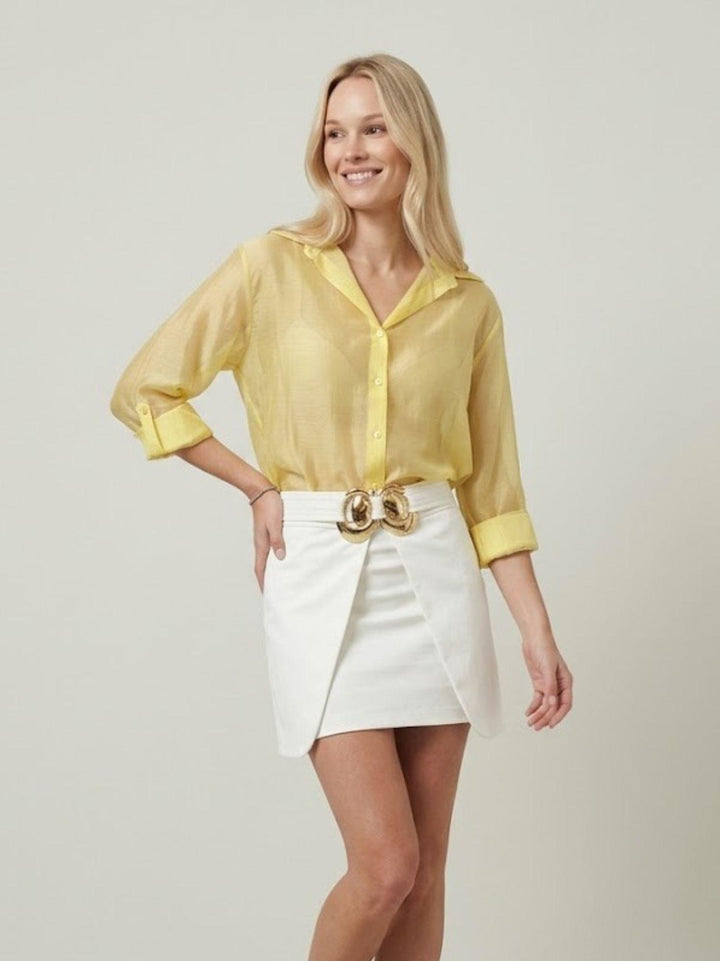 Camicia semitrasparente canarino M796/071 611 ANDREA MORANDO 