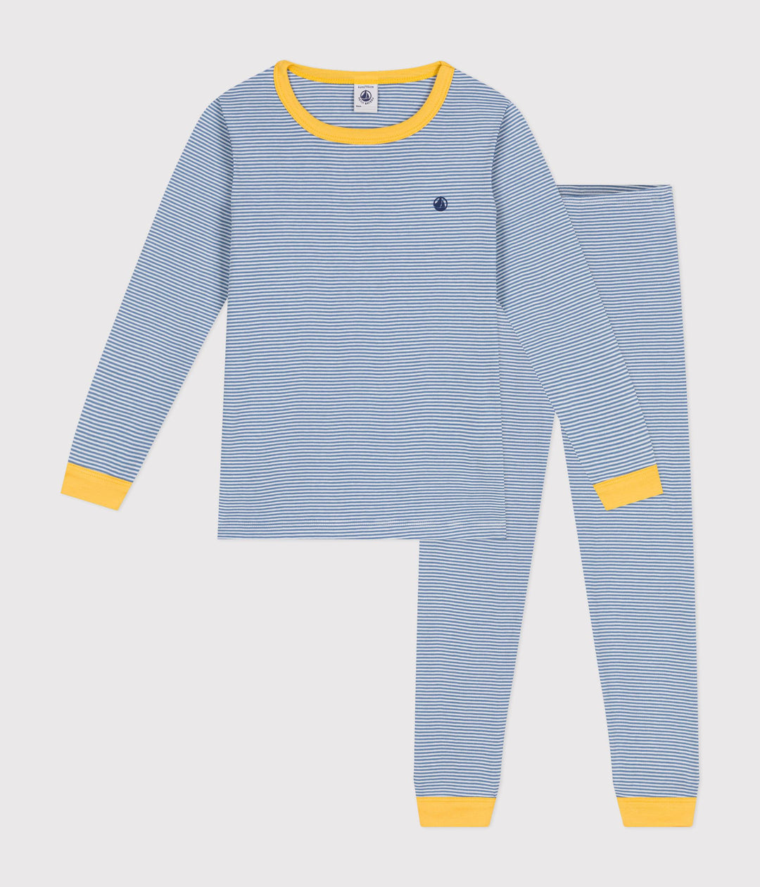 Pigiama a righe blu in cotone unisex A0BOW 02 PETIT BATEAU 