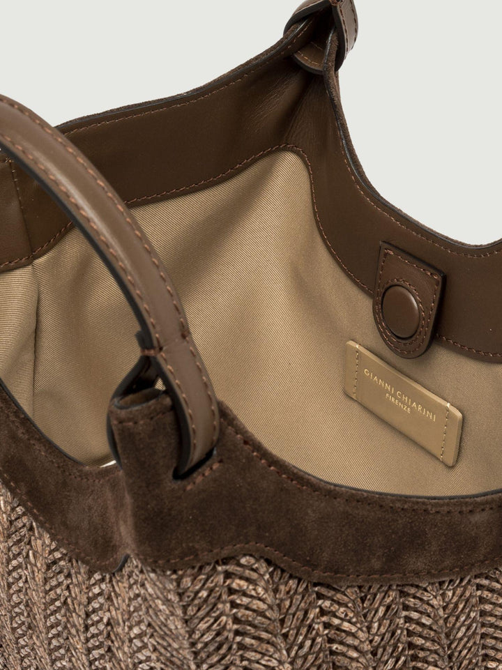 Borsa Dua in paglia intrecciata choco media BS 12339/COMM PGLSPG 13840 GIANNI CHIARINI 