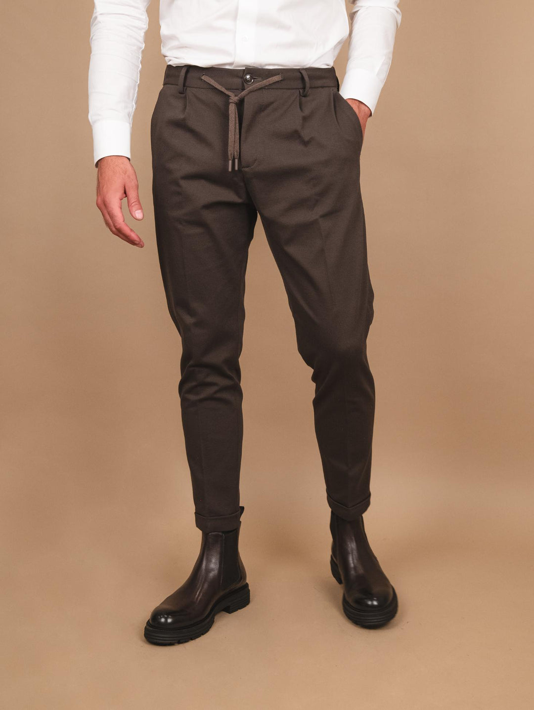 PANTALONE CON COULISSE ELASTICIZZATO VERDE MILITARE OF1CT00P001 131 ANDREA MORANDO 