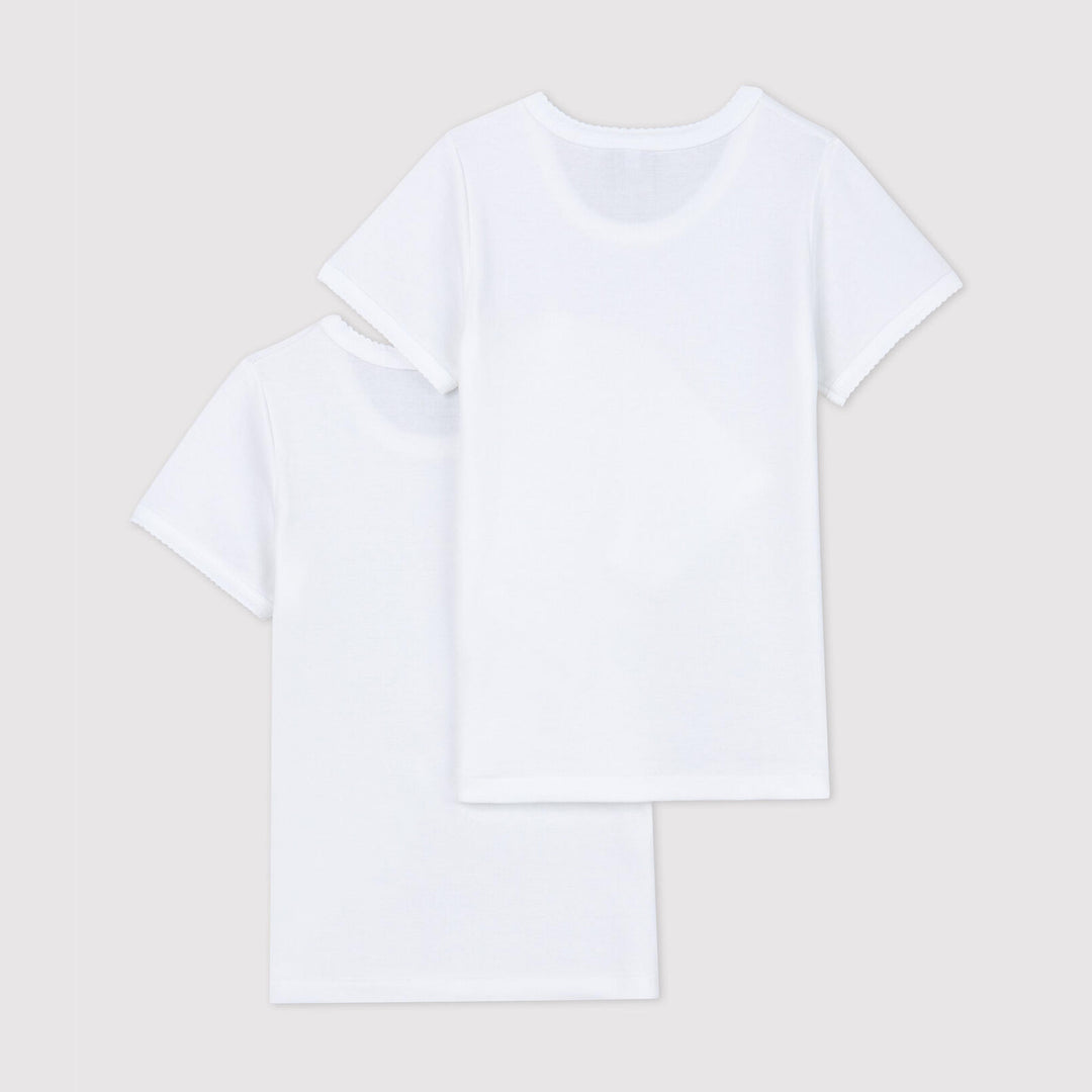 CONFEZIONE DA 2 T-SHIRT BIANCHE MANICA CORTA BAMBINA A01FY 00 PETIT BATEAU 