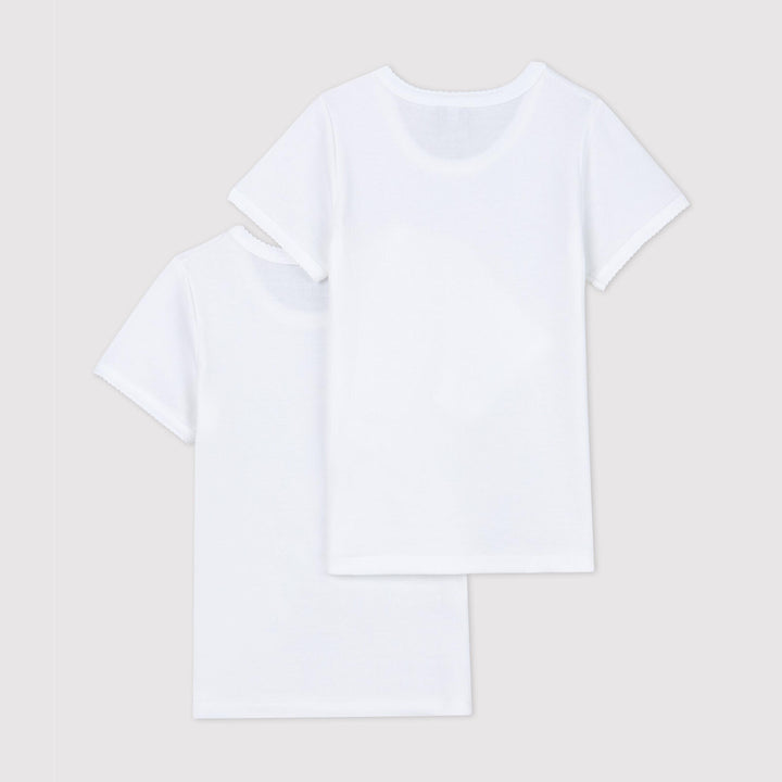 CONFEZIONE DA 2 T-SHIRT BIANCHE MANICA CORTA BAMBINA A01FY 00 PETIT BATEAU 