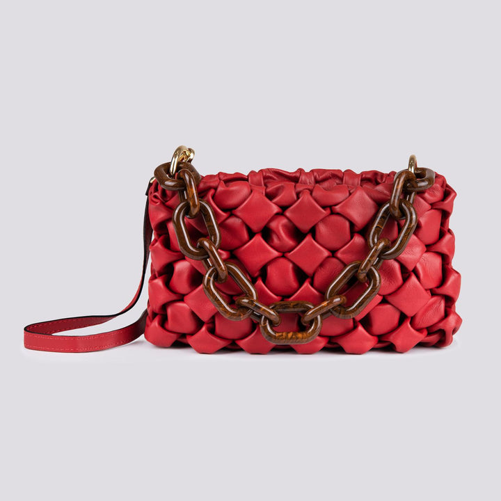 Borsa Curly In Pelle Intrecciata Bordeaux CURLY BORDEAUX BIMOR 