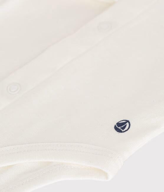 Body bianco a manica lunga con colletto in cotone A0B68 01 PETIT BATEAU 