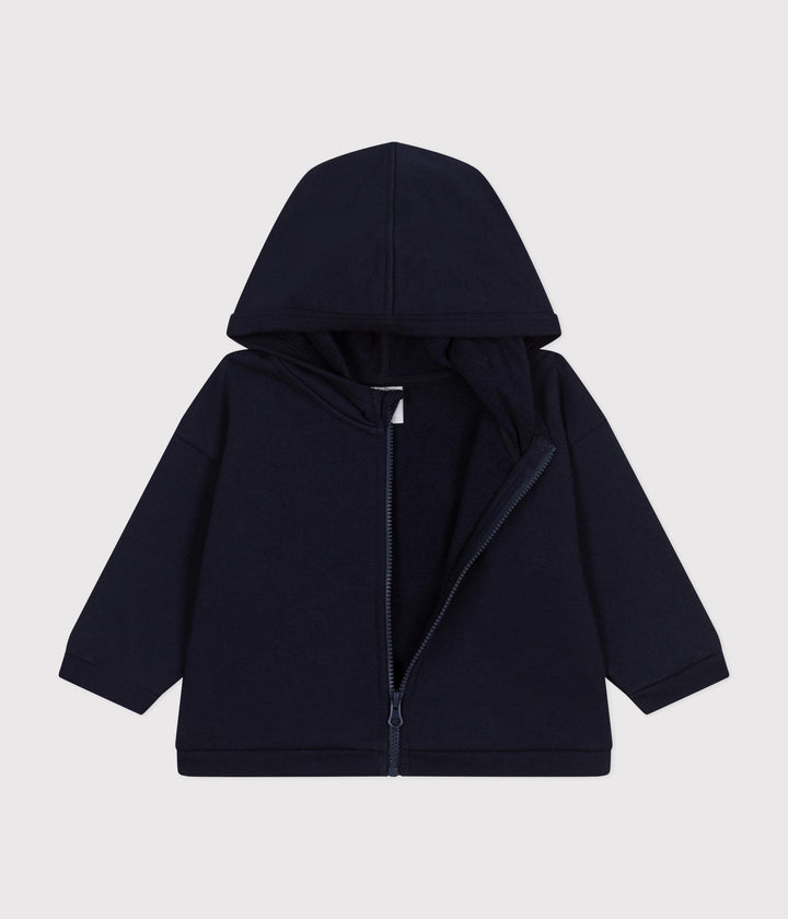 FELPA BLU CON CAPPUCCIO IN TESSUTO FELPATO PER BEBÈ A0A24 01 PETIT BATEAU 