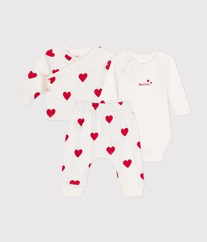 COMPLETO CON 3 PEZZI A RIGHE IN COTONE PER BEBÈ A09J5 01 PETIT BATEAU 