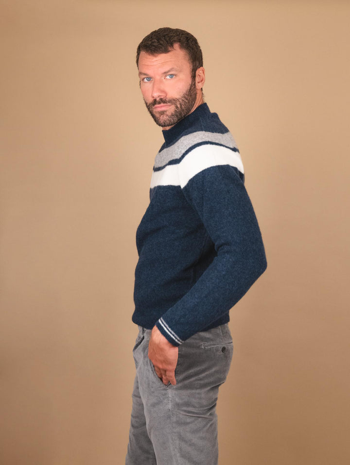 GIROCOLLO BLU NOTTE IN MISTO LANA MERINO 0094 0024 FIESOLI DANIELE 
