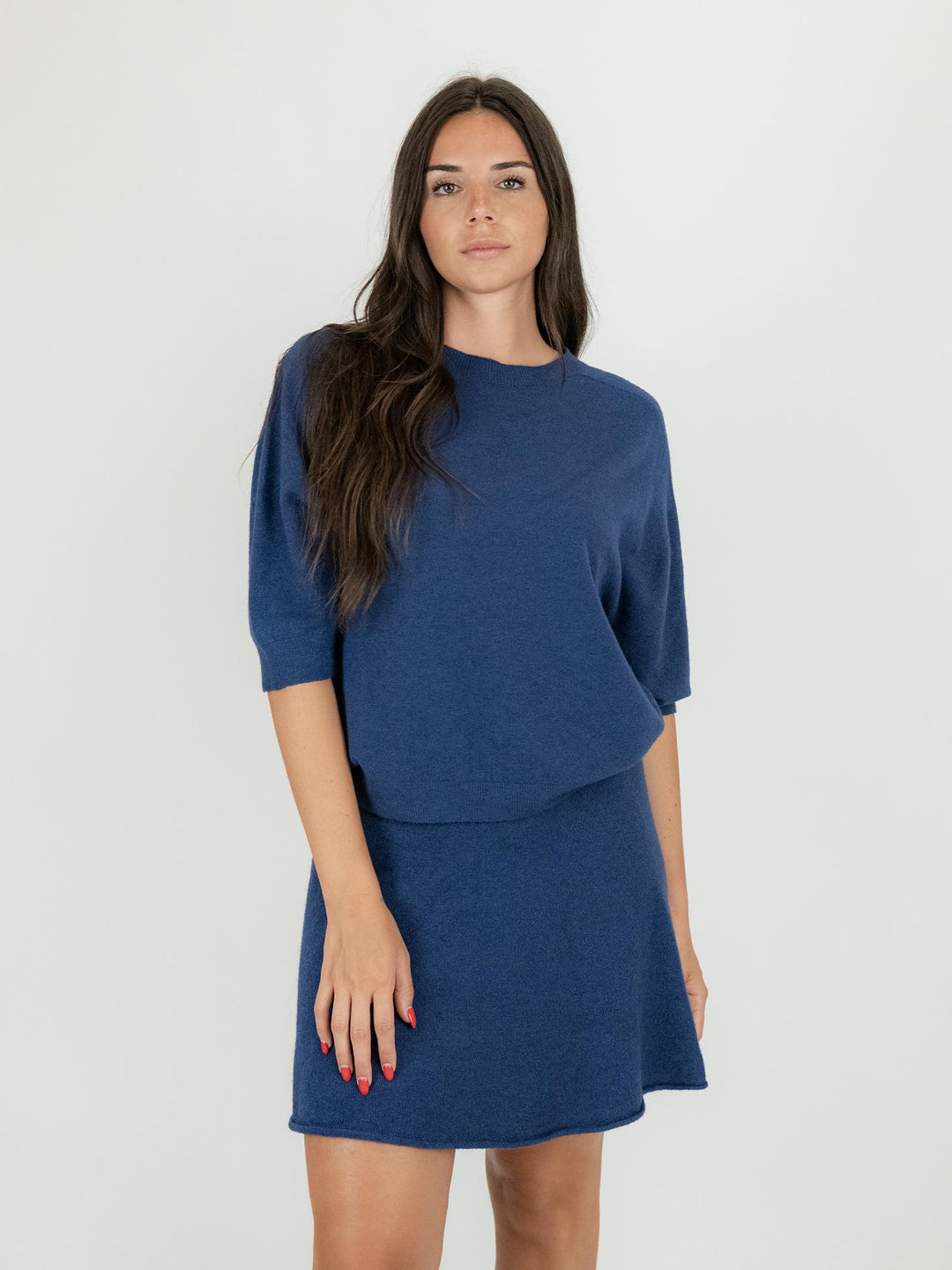 MAGLIA CON MANICHE A 3/4 BLU 0520/104 1073 BIMOR 