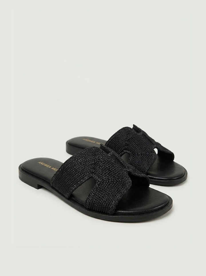 Ciabattina con fascia intrecciata nera 1324 NERO ANDREA MORANDO 