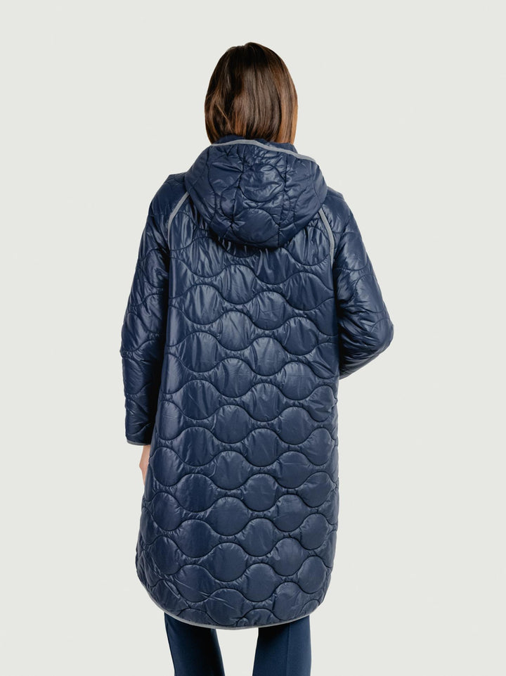 GIACCA A VENTO LUNGA TRAPUNTATA BLU 565NIGO421 51 ANDREA MORANDO 