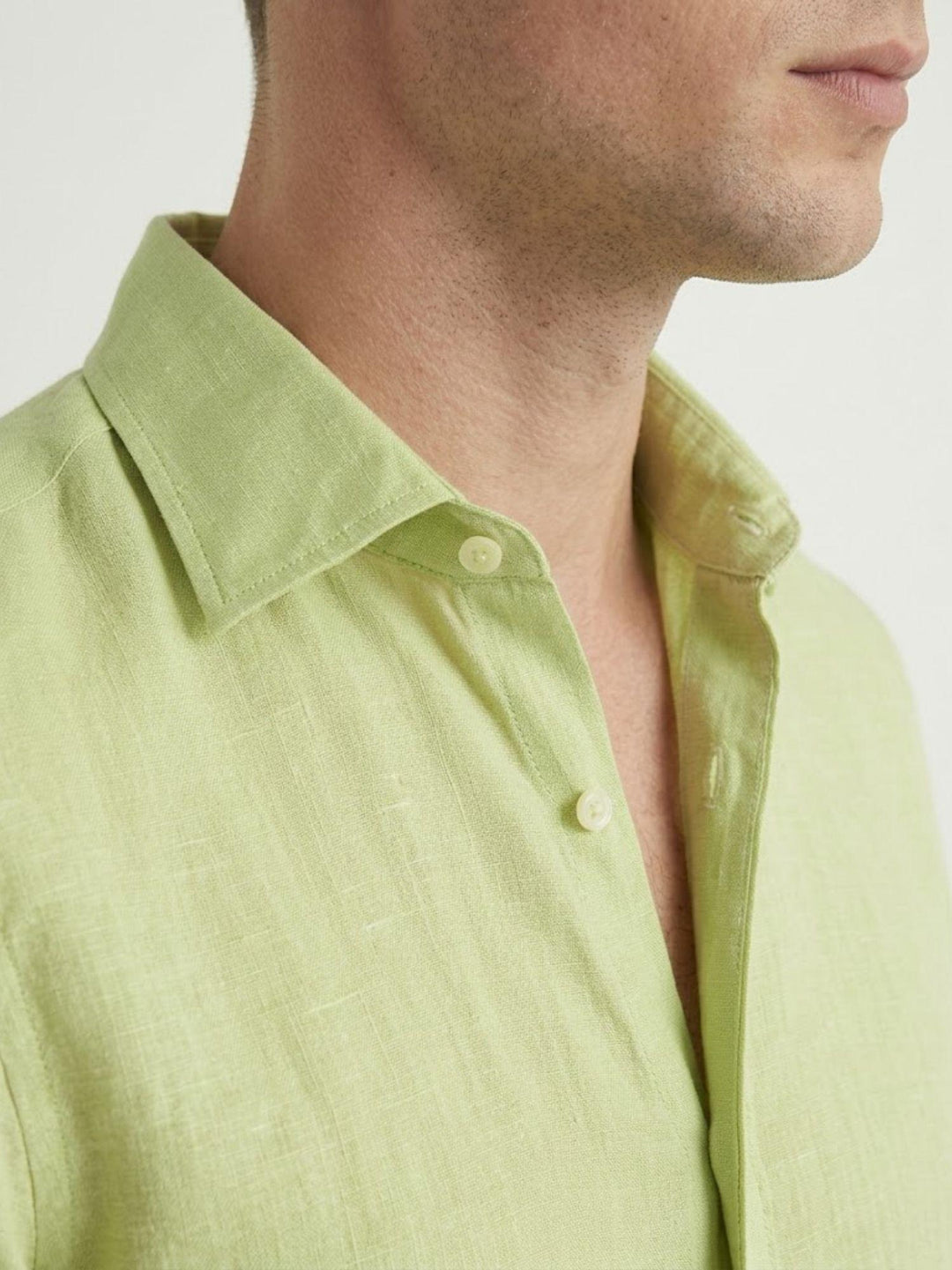 camicia in lino verde lime 9432900 407 ANDREA MORANDO 