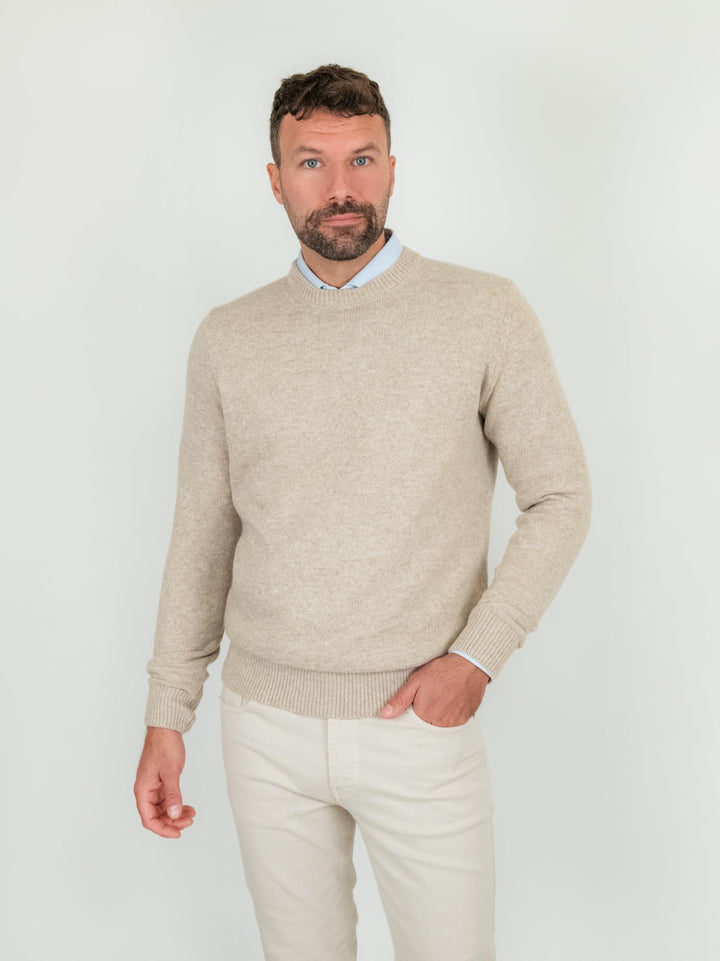 MAGLIONE GIROCOLLO BEIGE MISTO CASHMERE 1211224 646 ANDREA MORANDO 