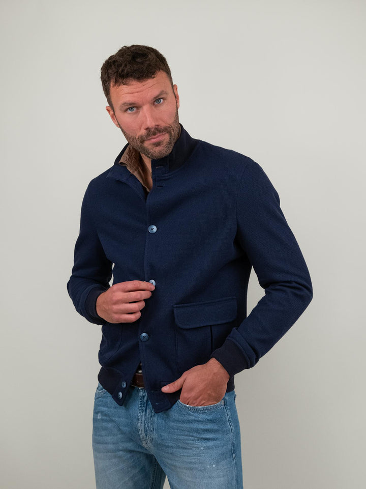 GIUBBOTTO IN MAGLIA BLU NESTA BLU ANDREA MORANDO 