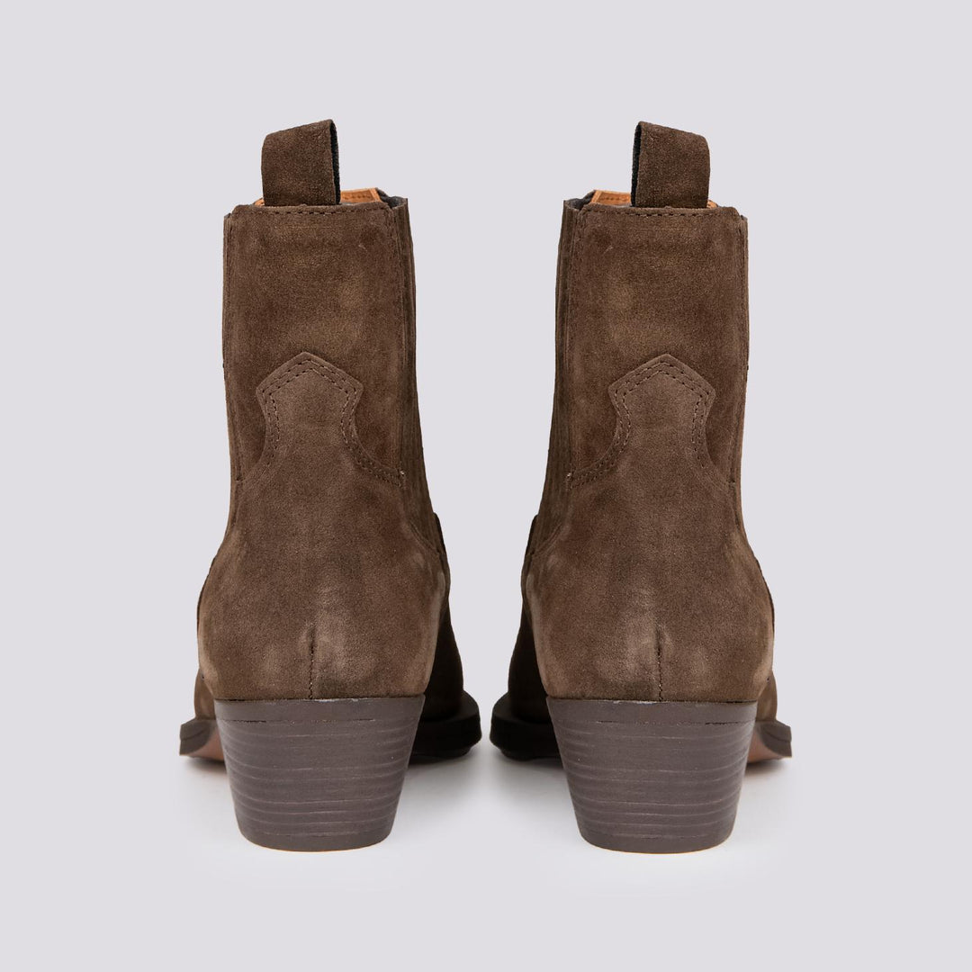 STIVALETTO TEXANO A PUNTA IN CAMOSCIO MARRONE 2074 SILK ARABICA ALPE 