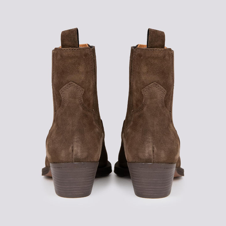 STIVALETTO TEXANO A PUNTA IN CAMOSCIO MARRONE 2074 SILK ARABICA ALPE 