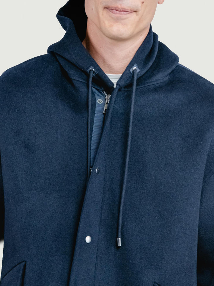 CAPPOTTO PARKA DENZEL IN LANA BLU DENZEL NAVY BLUE ANDREA MORANDO 