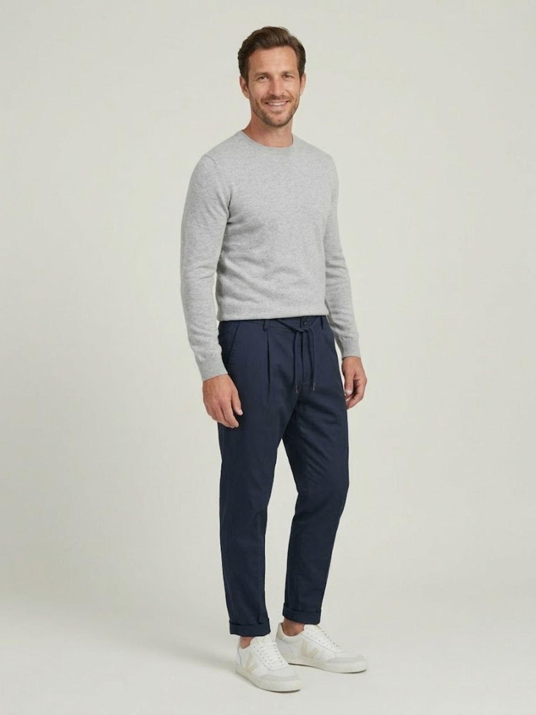 Pantalone  tela paracadute con coulisse in cotone navy CO0073M 7000 ANDREA MORANDO 
