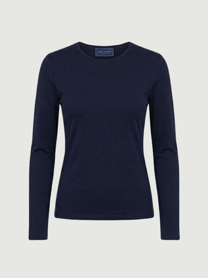 T-shirt manica lunga girocollo in cotone blu 8182 BLU ANDREA MORANDO 