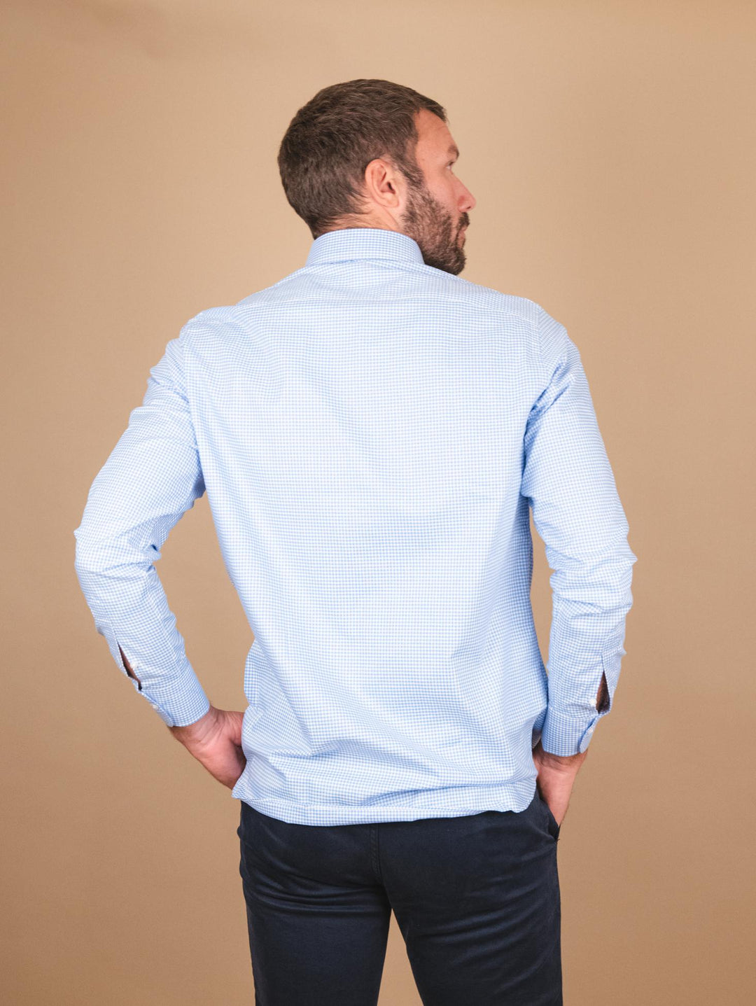 CAMICIA IN COTONE A QUADRETTI AZZURRA ADAMELIO/REG QUADRETTO AZZ ANDREA MORANDO 