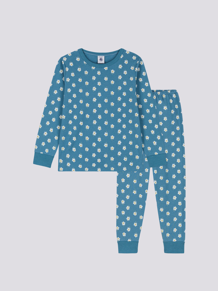 PIGIAMA FIORE BAMBINA A FIORI IN COTONE A0859 01 PETIT BATEAU 