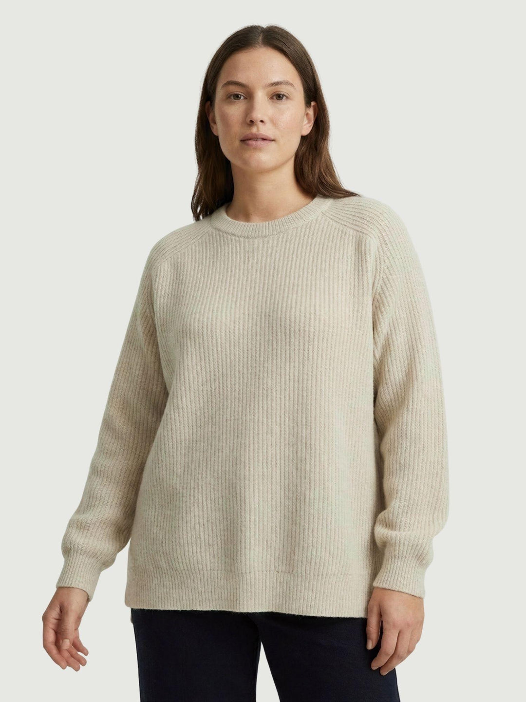 Maglia girocollo in lana e cashmere panna 14264M NATURALE ANDREA MORANDO 