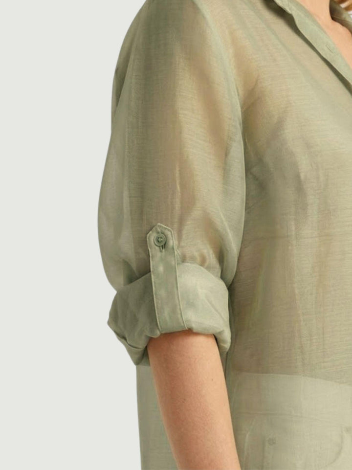 Camicia semitrasparente salvia M796/071 201 ANDREA MORANDO 